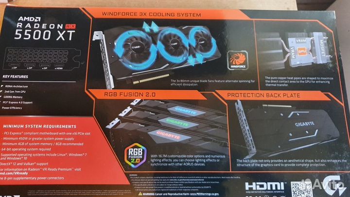 Видеокарта gigabyte Radeon RX 5500 XT gaming OC 8G