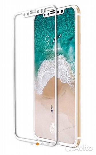 Защитное стекло для iPhone X белое
