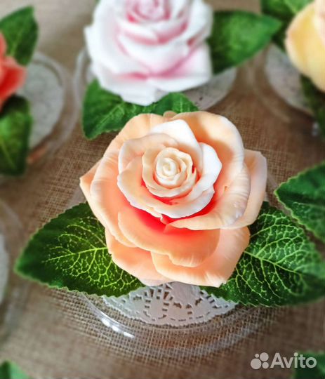 Пион, роза в куполе. Мыло ручной работы