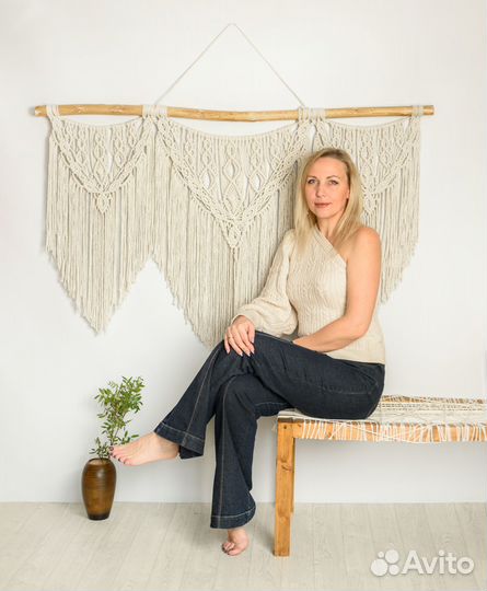 Большое макраме панно на стену ручной работы