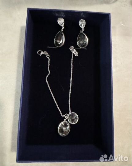 Серебряные серьги и браслет Swarovski