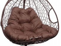 Подвесное кресло для Двоих с ротангом коричневое