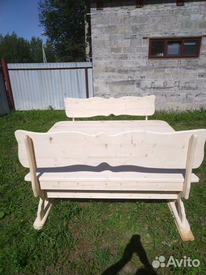 Комплект стол с лавками из дерева