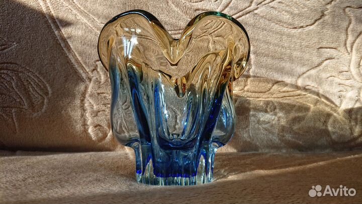 Хрустальная ваза Конфетница гутное стекло Чехослов