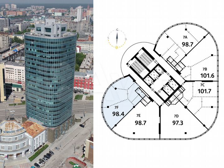 Офис 98,4 кв.м. бц Кобра