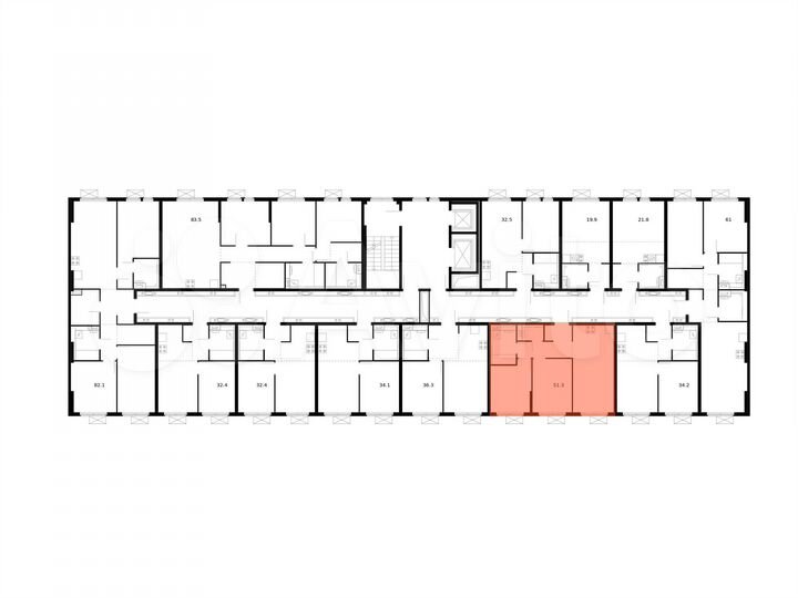 2-к. квартира, 51,3 м², 13/15 эт.