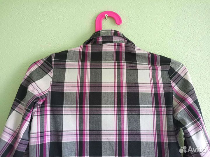 Рубашка принт клетка, на девочку 10-11 лет, 146 см