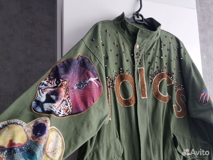 Яркая парка джинсовая куртка 50-54 размер