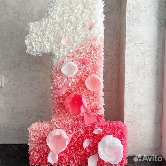 Объемные цифры, буквы, шары из цветов, гирлянды