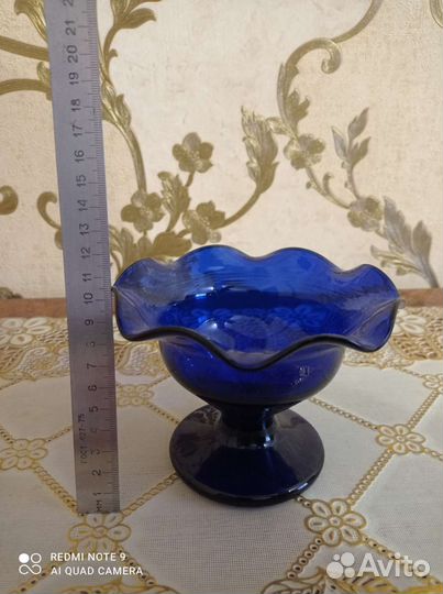 Салатники кобальтовое стекло и креманка