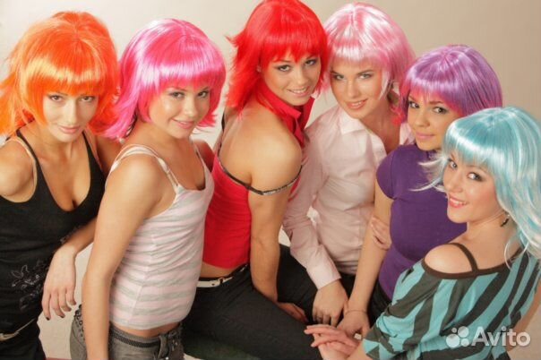 Парики цветные и белые, Борода деда мороза и шапки