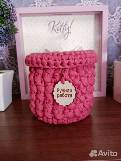 Корзинка из трикотажной пряжи