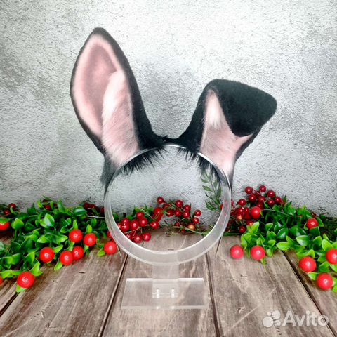 Ушки чёрного зайца на ободке / Заячьи ушки ободок