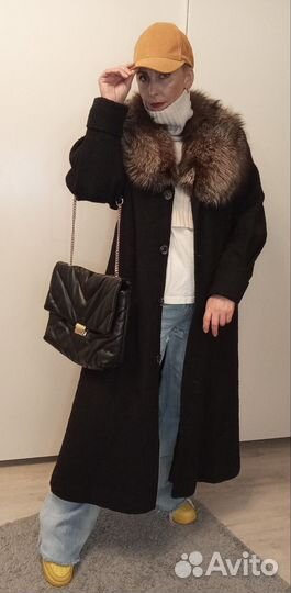 Пальто с мехом из песца винтажное