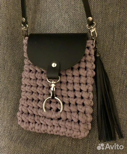 Сумка-мини, вязаная для телефона