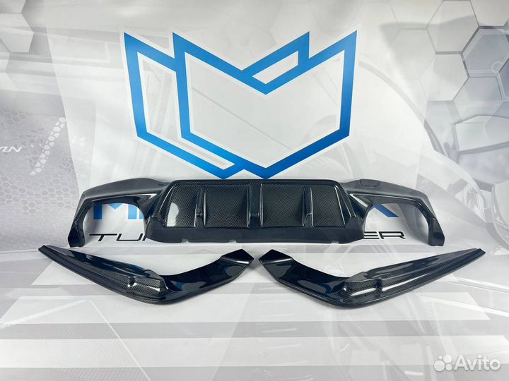 Диффузор с элеронами для BMW M5 F90 G30 3D карбон