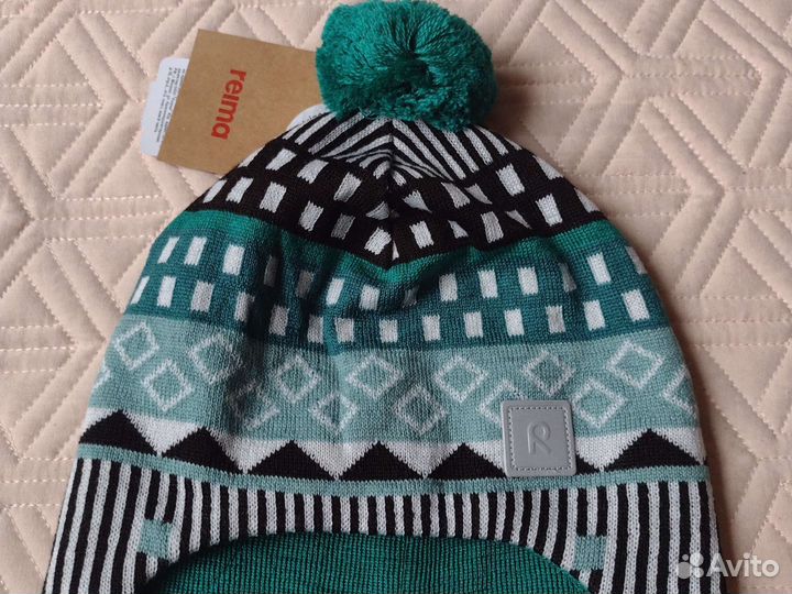 Новая демисезон шапка 52 Reima зелёная мальчика