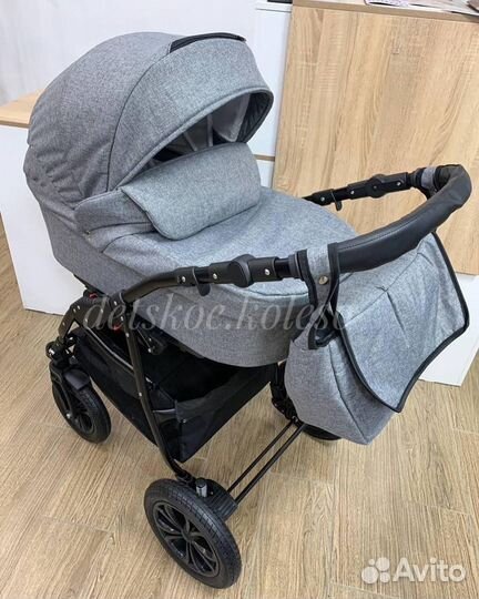 Коляска 2в1 для новорожденных на надувных колесах