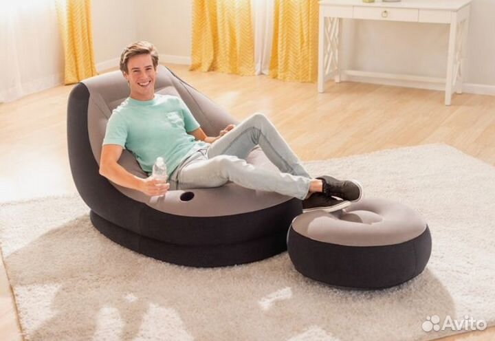 Надувное кресло с пуфиком 137х102х79см/64х28см