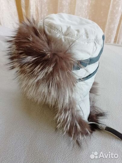 Шапка для мальчика с мехом чернобурки