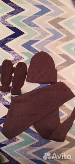 Шапка женская шарф, варежки зима