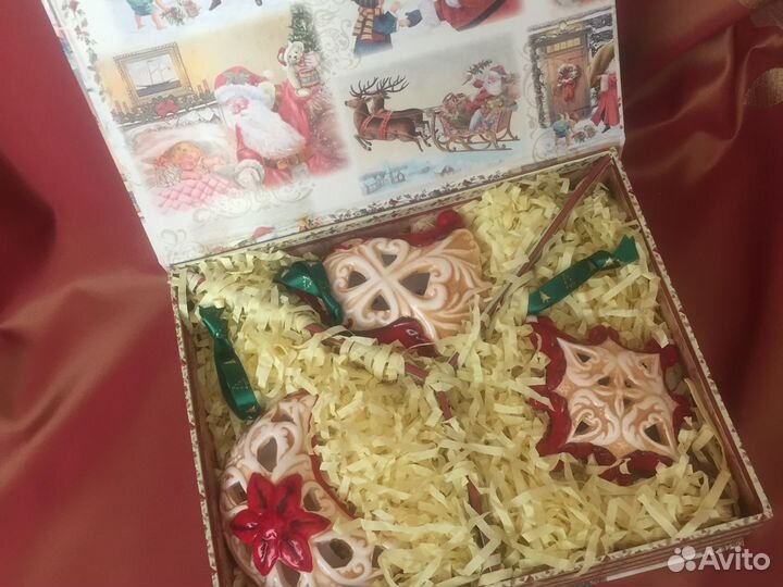Новогодние игрушки набор керамика