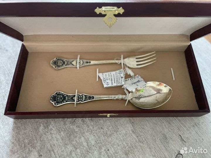Серебрянная ложка+вилка