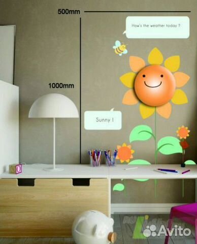 Светильник ночник настенный подсолнух наклейка