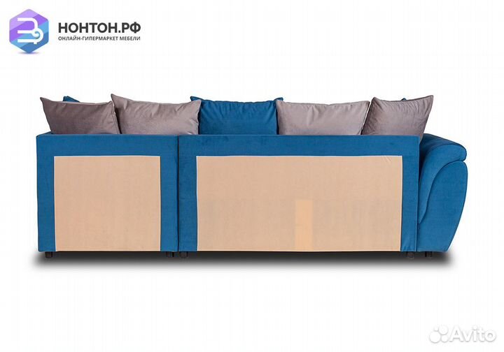 Диван угловой дельфин Стефани синий / серый