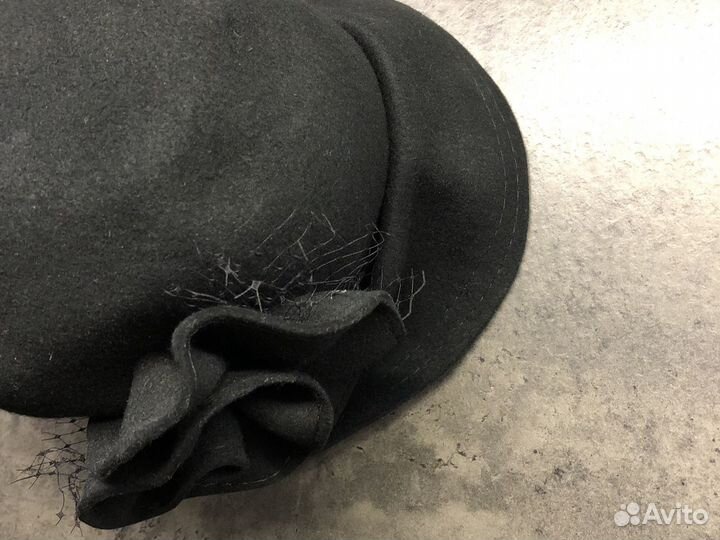 Головной убор - шляпа женская черная ручная работа
