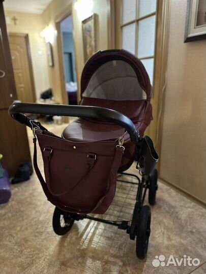 Коляска 2 в 1 Cocoline Aroteam бордовая экокожа