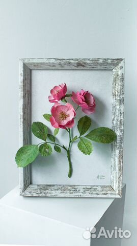 Картина с кустовой розой ручной работы