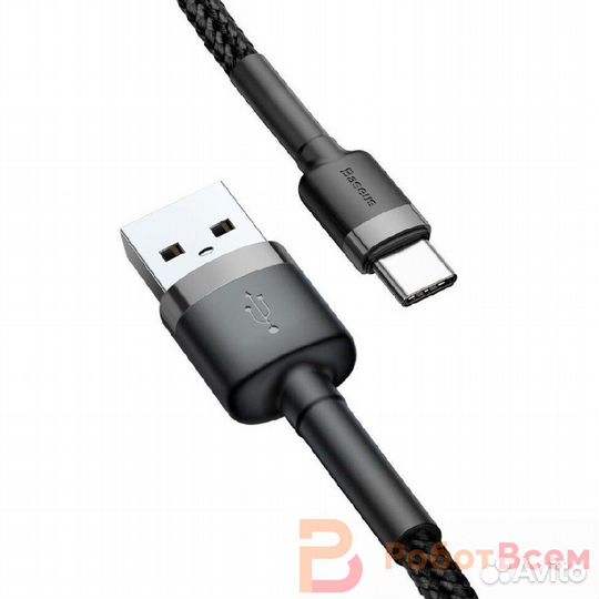 Кабель Baseus Cafule, USB - Type-C, 2A, 2м. - blac