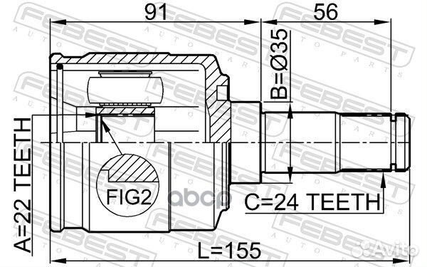 ШРУС внутренний левый 22X35X24 KIA sephia 97- 2