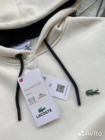 Толстовка худи lacoste мужское белое Турция