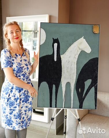 Картина с лошадьми маслом на холсте