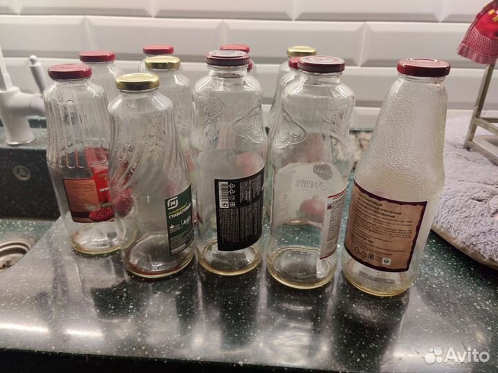 12 пустых стеклянных бутылок из-под сока Nargile