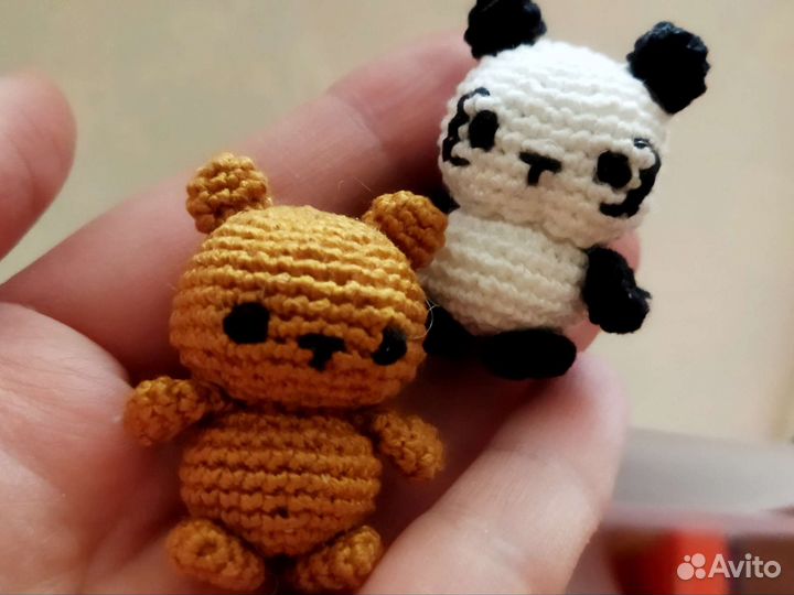 Вязанные панда мишка - брелок