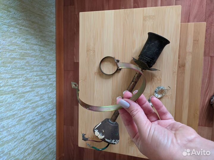 Подвеска, латунные части от хрустальн люстры СССР