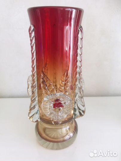 Ваза СССР. Налепы, цветное стекло
