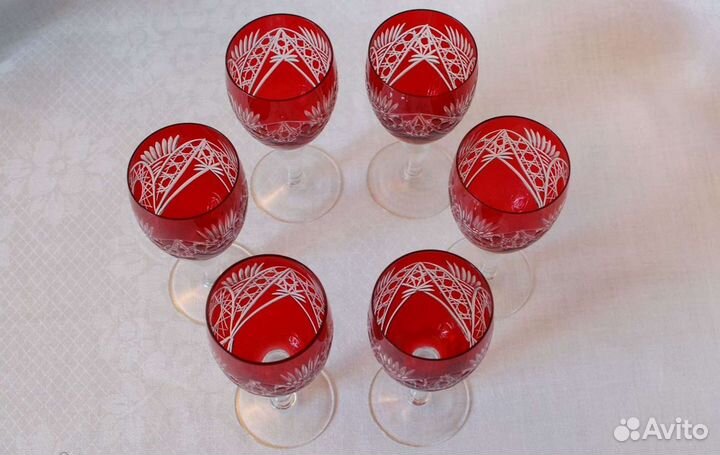 Бокалы красные.набор.хрусталь.винтаж.ссср