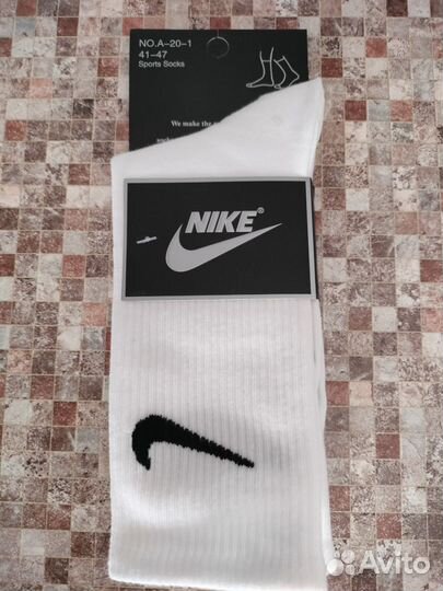 Носки Nike Adidas белые высокие