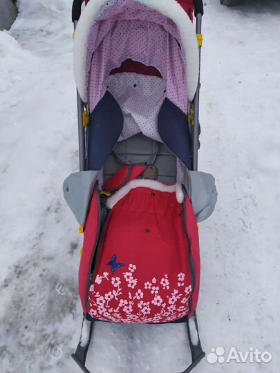 Детские санки коляска с колесами