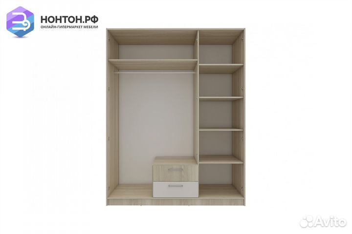 Шкаф 3-х дверный с зеркалом Камила ясень светлый