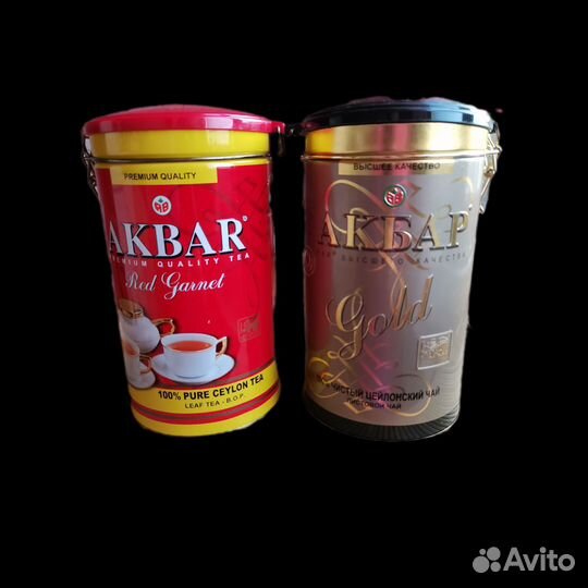 Жестяная банка из- под чая марки Акбар