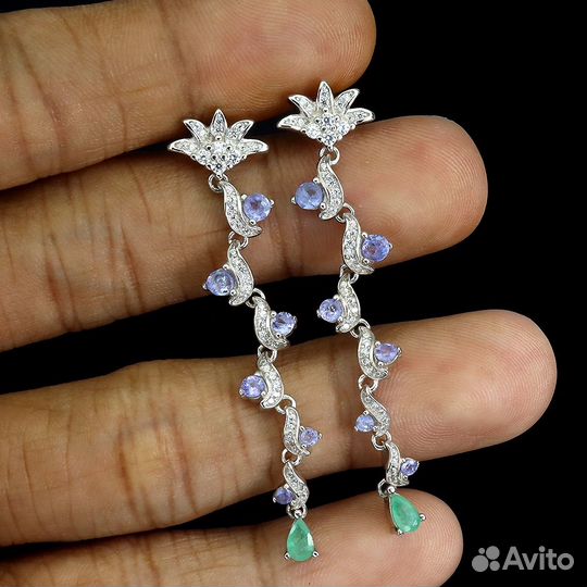 Серебряные серьги с танзанитами
