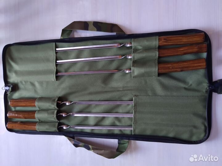 Набор шашлычный в футляре с ручкой эко 6шт