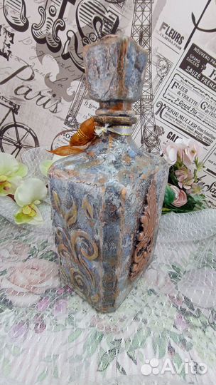 Декоративные бутылки лепнина под старину