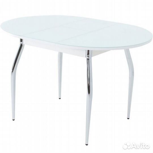Стол «Ривьера» круг стекло белый, хром