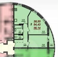 2-к. квартира, 60 м², 2/16 эт.